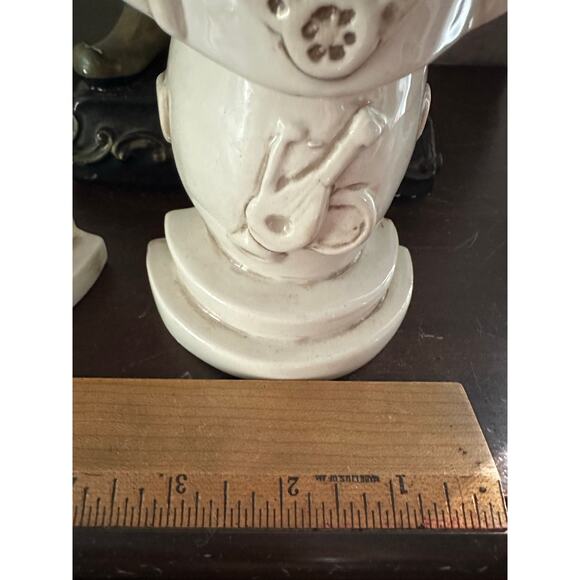 Vintage Glazed Pottery KING Chess Piece Bookends ivory cream set 2 royal ITALY - Picture 4 of 16